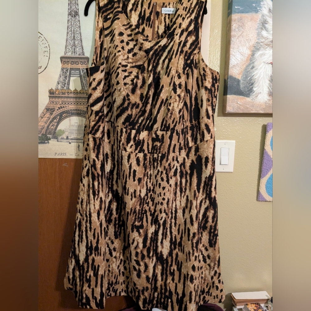 Calvin Klein Brown and Black Midi Dress